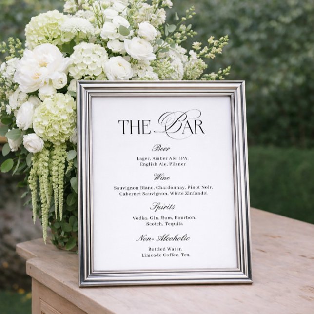 Elegant Classy Black and White Wedding Bar Poster (Creator Uploaded)