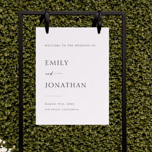 Elegant Classy Black and White Wedding Welcome Foam Board (Creator Uploaded)