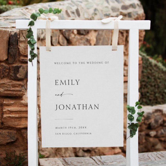 Elegant Classy Black and White Wedding Welcome Foam Board (Creator Uploaded)