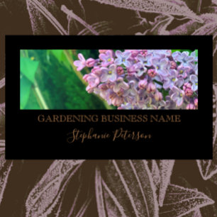 Elegant Classy Black Custom Photo Lilac Gardening Business Card