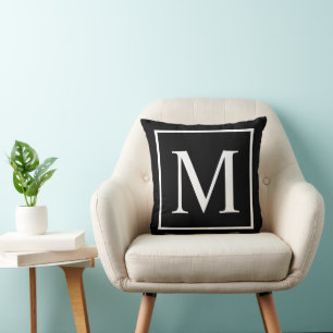 Elegant Classy Black Customize monogram Throw Pillow