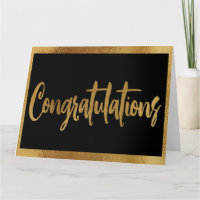 Elegant Classy Black & Faux Gold Congratulations