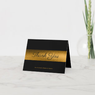 Elegant Classy Black   Gold Bereavement Letterpress Thank You Card