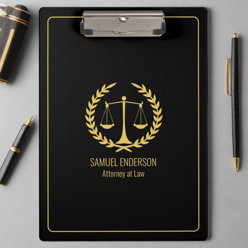 Elegant Classy Black  Gold Lawyer   Clipboard