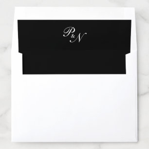 Elegant Classy Black Monogram Wedding Envelope Liner