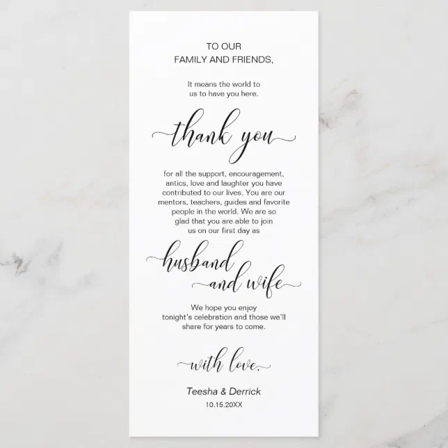 Elegant Classy Black, Place Setting Thank You Card | Zazzle