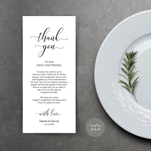 Elegant Classy Black Place Setting Thank You Card