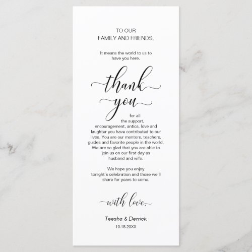 Elegant Classy Black Place Setting Thank You Card