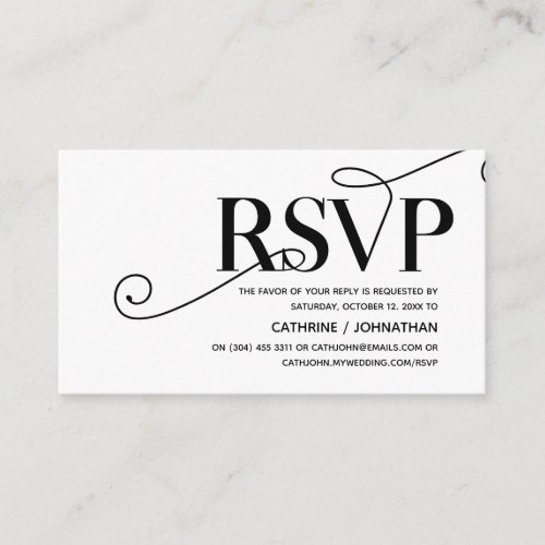 Elegant Classy Black Script RSVP respond Enclosure Card