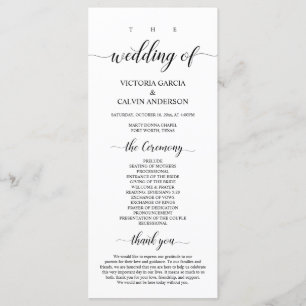 Elegant Classy, Black script, Wedding Ceremony Program