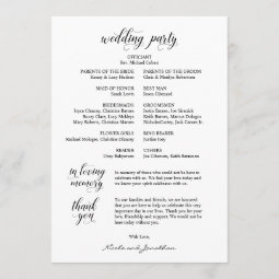 Elegant Classy, Black script, Wedding Ceremony Program | Zazzle