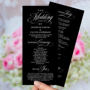 Elegant Classy Black White Wedding Ceremony Order Program
