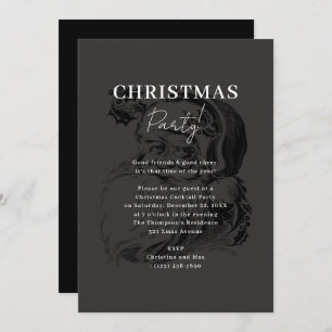 Elegant Classy Black Xmas Santa Christmas Party Invitation