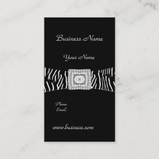 Elegant Classy Black Zebra animal Diamond Business Card