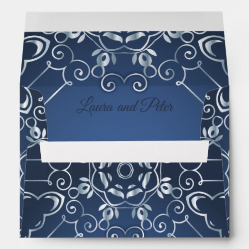 Elegant Classy Blue and Silver Wedding Anniversary Envelope