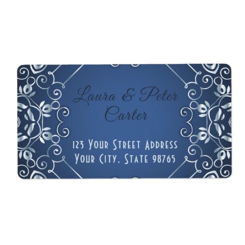 Elegant Classy Blue and Silver Wedding Anniversary Label