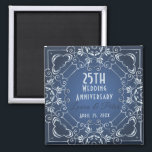 Elegant Classy Blue and Silver Wedding Anniversary Magnet<br><div class="desc">Elegant personalized silver wedding anniversary magnet design featuring an elegant silver border on a gradient blue background. The text is fully customizable.</div>