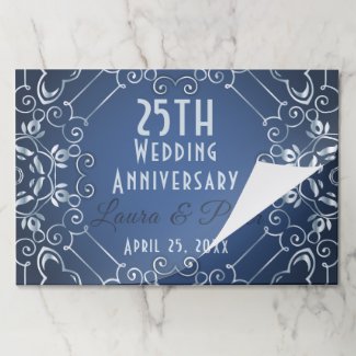 Elegant Classy Blue and Silver Wedding Anniversary Paper Pad