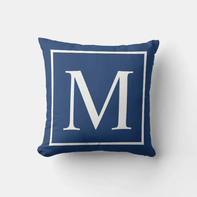 Elegant Classy Blue Customize monogram Outdoor Pillow Zazzle