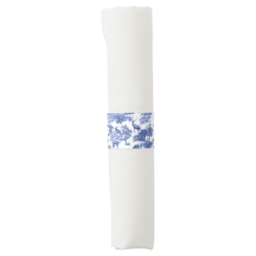 Elegant Classy Blue French Toile Deer Woodland  Napkin Bands