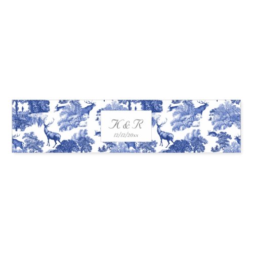 Elegant Classy Blue French Toile Deer Woodland Napkin Bands