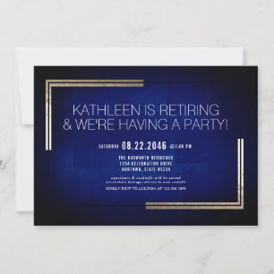 Elegant Classy Blue/Gold Retirement Party Invitation
