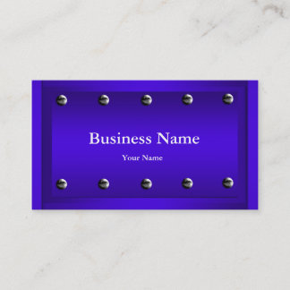 Elegant Classy Blue Silver Metal Chrome look Business Card