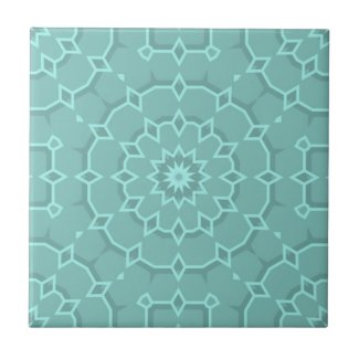 Elegant Classy Blue Teal Mosaic Geometric Ceramic Tile