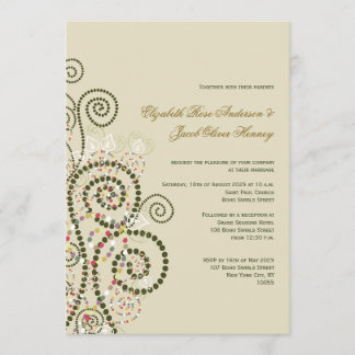 Elegant Classy Boho Green Spirals Wedding Invite
