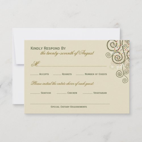 Elegant Classy Boho Green Spirals Wedding RSVP