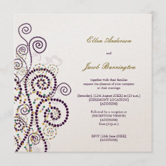 Elegant Classy Boho Purple Spirals Wedding Invite