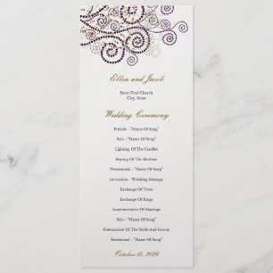 Elegant Classy Boho Purple Spirals Wedding Program