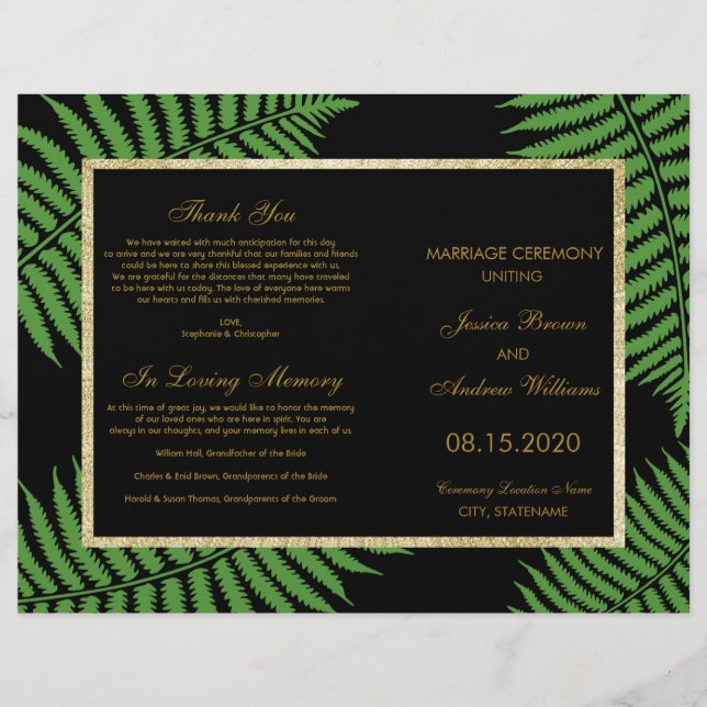 Elegant Classy Bracken Wedding Program (Front)