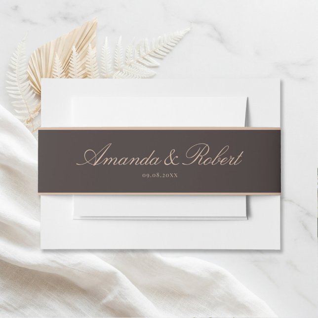 Elegant Classy Brown Wedding Invitation Belly Band (Creator Uploaded)