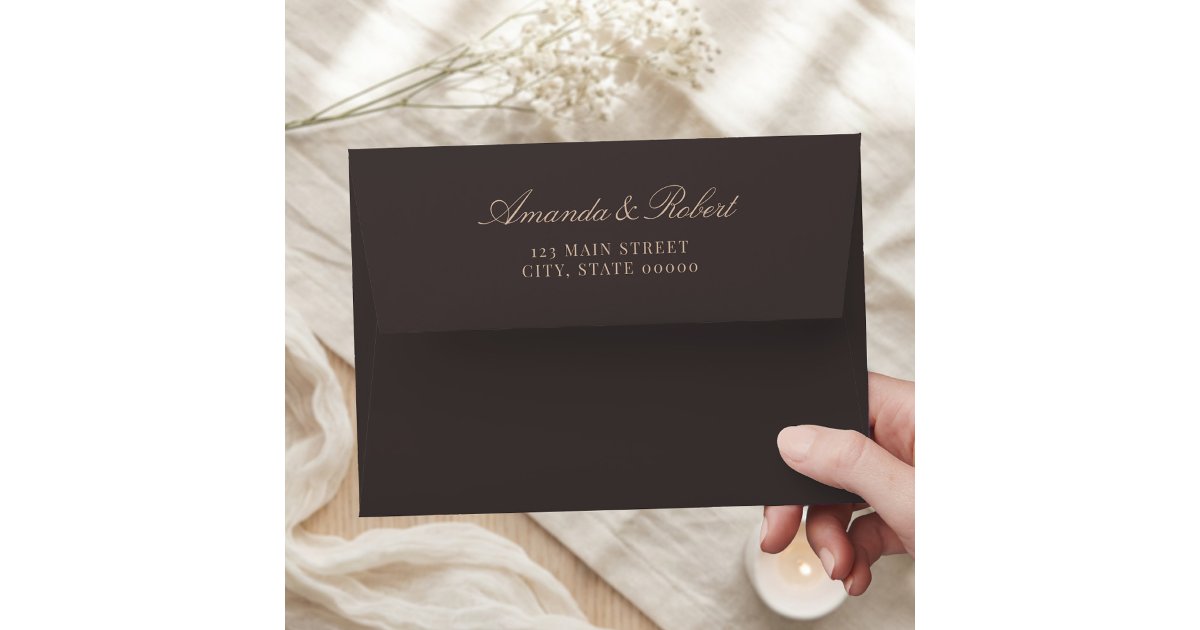 Elegant Classy Brown Wedding Return Address Envelope | Zazzle