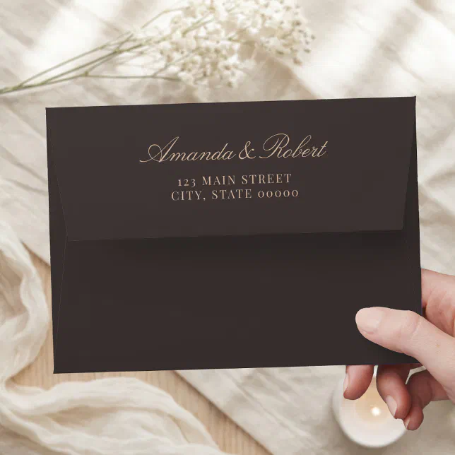 Elegant Classy Brown Wedding Return Address Envelope | Zazzle