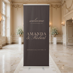 Elegant Classy Brown Wedding Welcome Retractable Banner