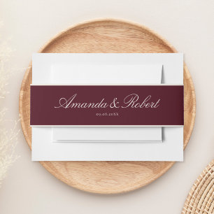 Elegant Classy Burgundy Wedding Invitation Belly Band