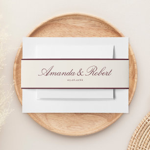 Elegant Classy Burgundy Wedding Invitation Belly Band