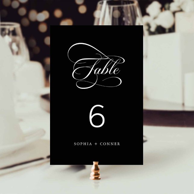 Elegant Classy Calligraphy Wedding Black Table Number (Creator Uploaded)