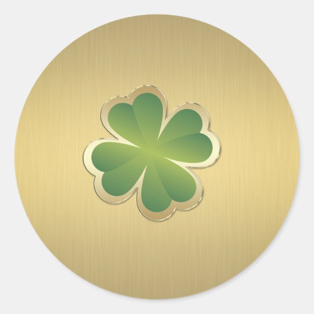 Elegant classy chic  golden lucky shamrock classic round sticker (Front)
