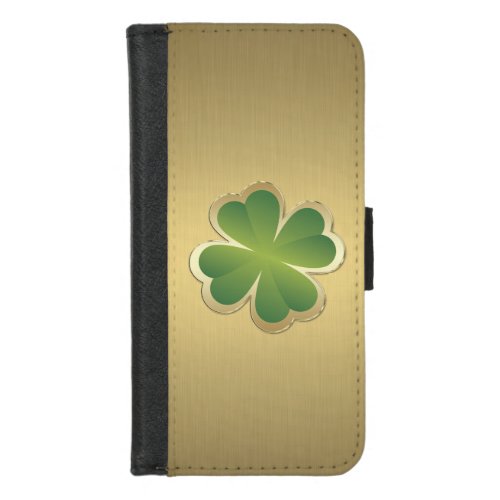 Elegant classy chic  golden lucky shamrock iPhone 87 wallet case