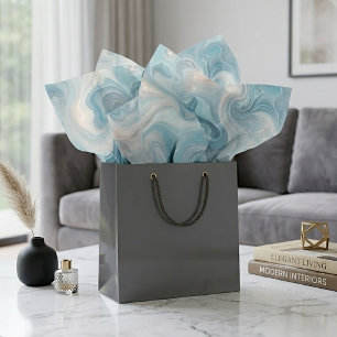 Elegant Classy Chic Gray Blue Marbled Tissue Paper
