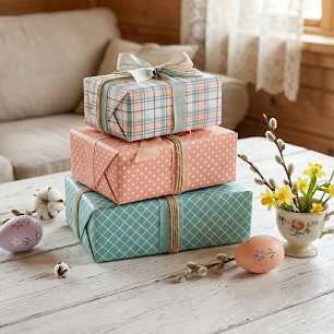 Elegant Classy Chic Plaid Gift Wrap Sheet Set