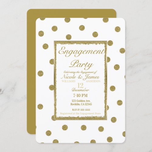 Elegant Classy  Chic White Gold Engagement Party Invitation
