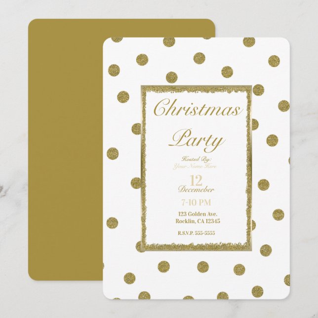 Elegant Classy & Chic White Gold Holiday Party Invitation (Front/Back)
