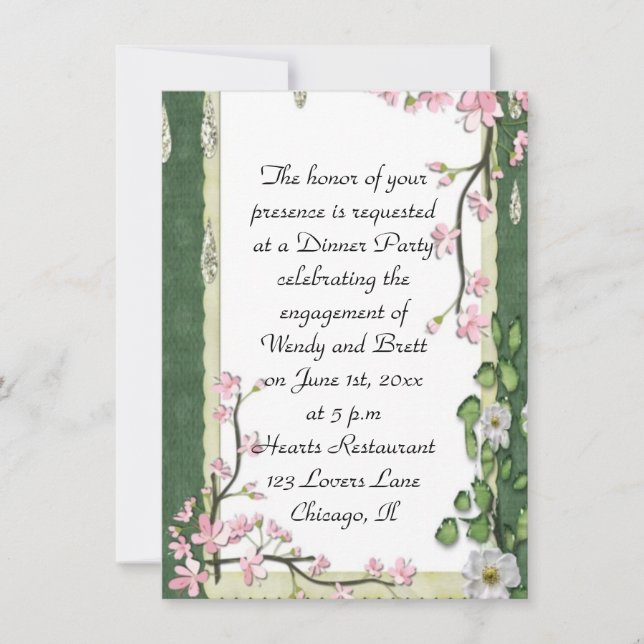 Elegant Classy ChiChi Floral Wedding Engagement Invitation (Front)