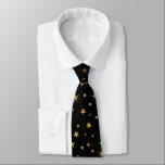 Elegant Classy Custom Monogram Black and Gold Star Neck Tie<br><div class="desc">Elegant and festive star pattern for any occasion !</div>