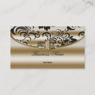 Elegant Classy Damask Sepia Gold Metal Look Business Card