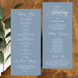 Elegant Classy Dusty Blue Script Wedding Program